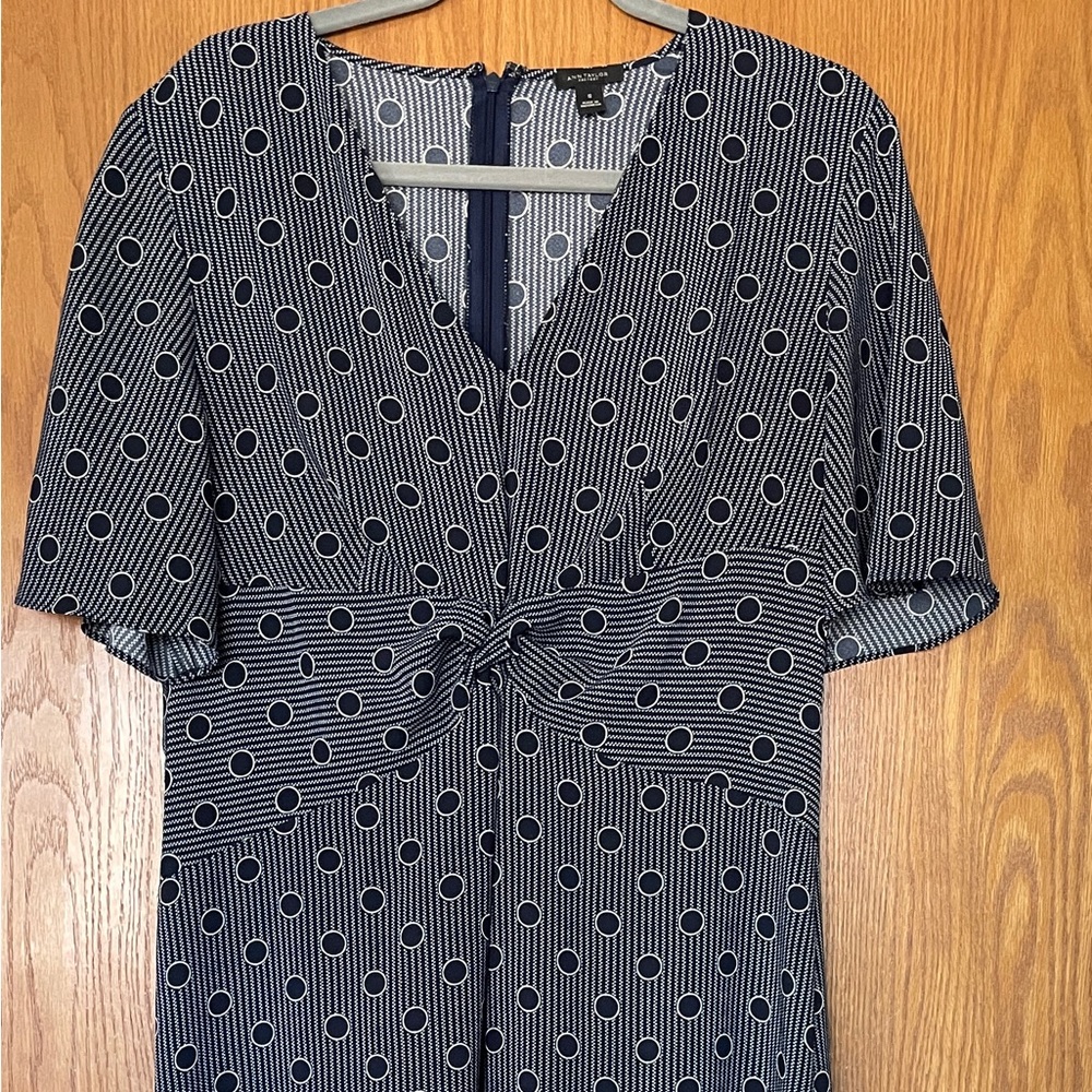 Ann Taylor Navy Polka Dot Dress